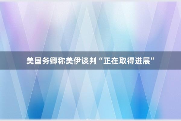 美国务卿称美伊谈判“正在取得进展”