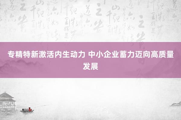 专精特新激活内生动力 中小企业蓄力迈向高质量发展