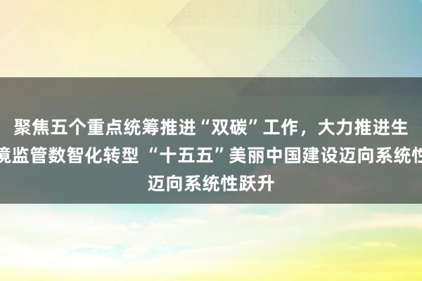 聚焦五个重点统筹推进“双碳”工作，大力推进生态环境监管数智化转型 “十五五”美丽中国建设迈向系统性跃升