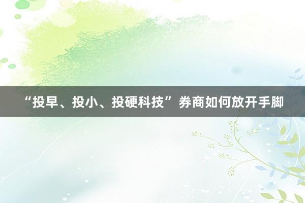 “投早、投小、投硬科技” 券商如何放开手脚