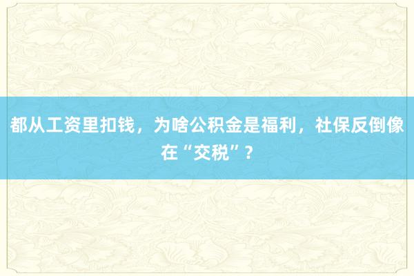 都从工资里扣钱，为啥公积金是福利，社保反倒像在“交税”？