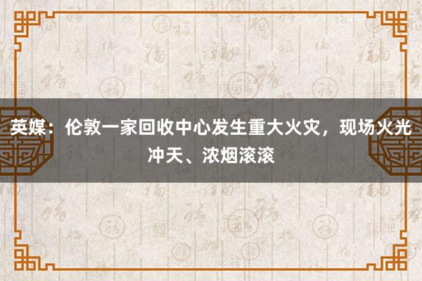 英媒：伦敦一家回收中心发生重大火灾，现场火光冲天、浓烟滚滚