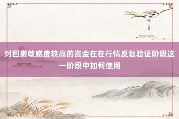 对回撤敏感度较高的资金在在行情反复验证阶段这一阶段中如何使用