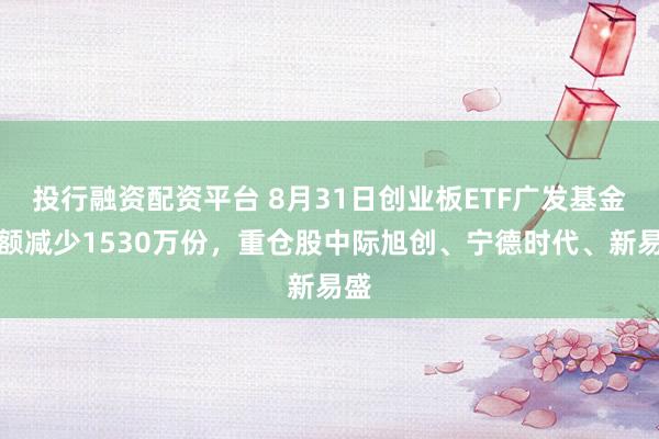 投行融资配资平台 8月31日创业板ETF广发基金份额减少1530万份，重仓股中际旭创、宁德时代、新易盛