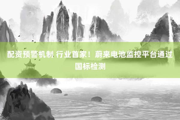 配资预警机制 行业首家！蔚来电池监控平台通过国标检测