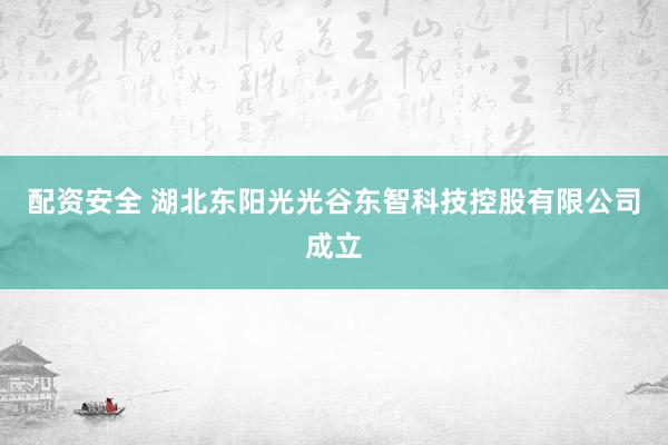 配资安全 湖北东阳光光谷东智科技控股有限公司成立