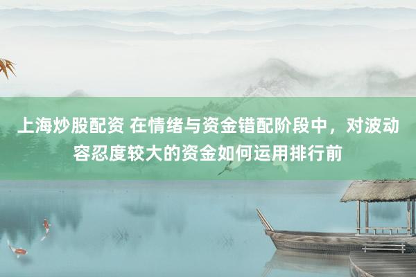 上海炒股配资 在情绪与资金错配阶段中，对波动容忍度较大的资金如何运用排行前