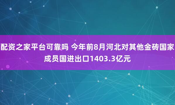 配资之家平台可靠吗 今年前8月河北对其他金砖国家成员国进出口1403.3亿元