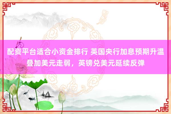 配资平台适合小资金排行 英国央行加息预期升温叠加美元走弱，英镑兑美元延续反弹